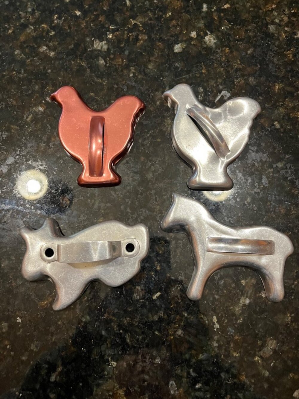 Vintage Aluminum Cookie Cutters Chickens Horse Rabbit A973